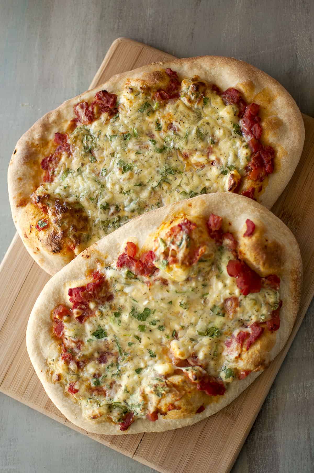 Chopping board with 2 Turkish pizza