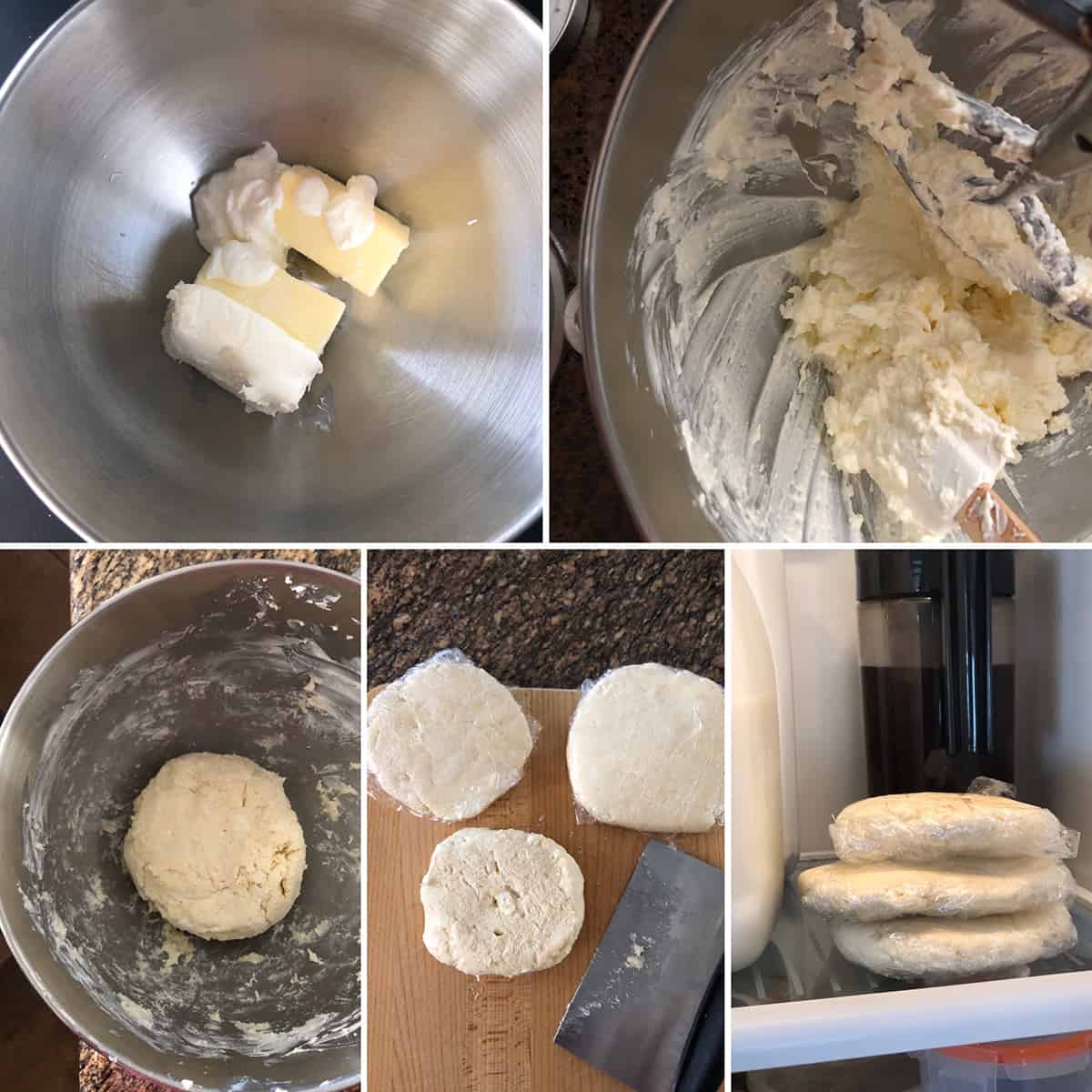 Step by step photos showing the making of the dough