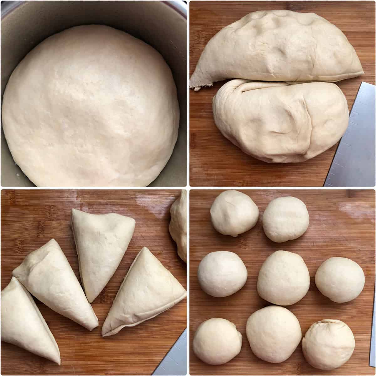 Risen dough divided into equal size balls