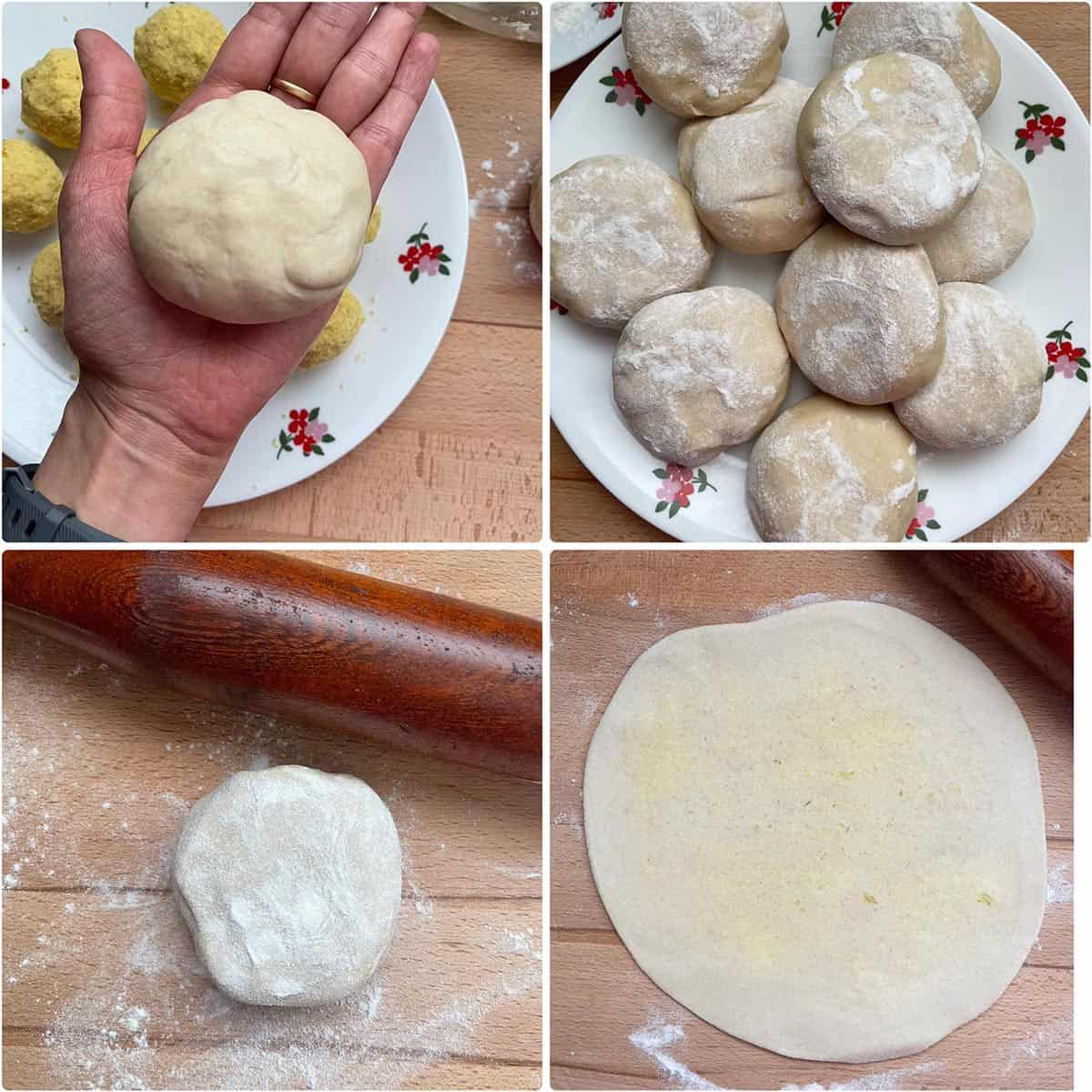 Rolling out stuffed flatbread