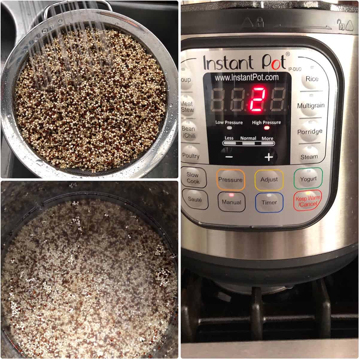 Rinsed quinoa with water cooked in Instant pot for 2 minutes