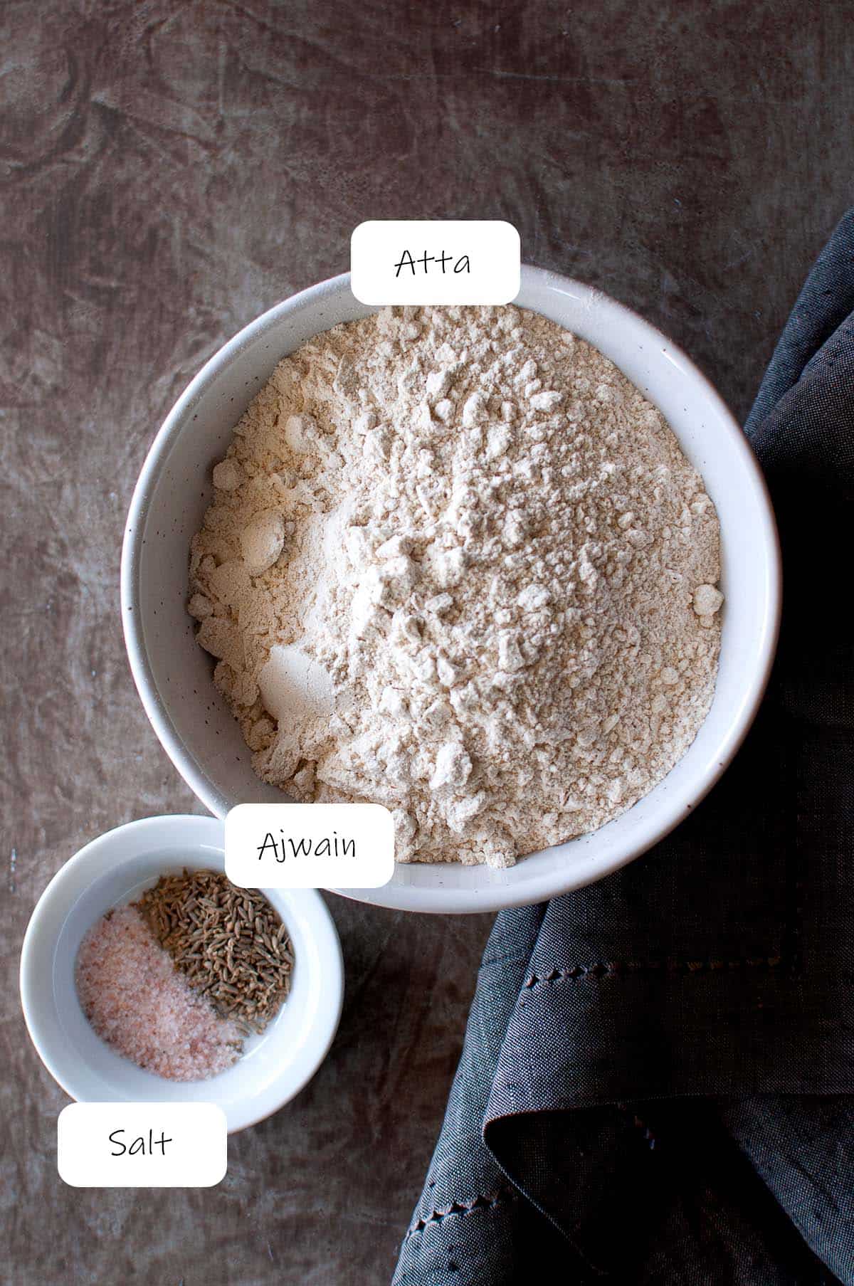 Ingredients needed to make dough - details in recipe card