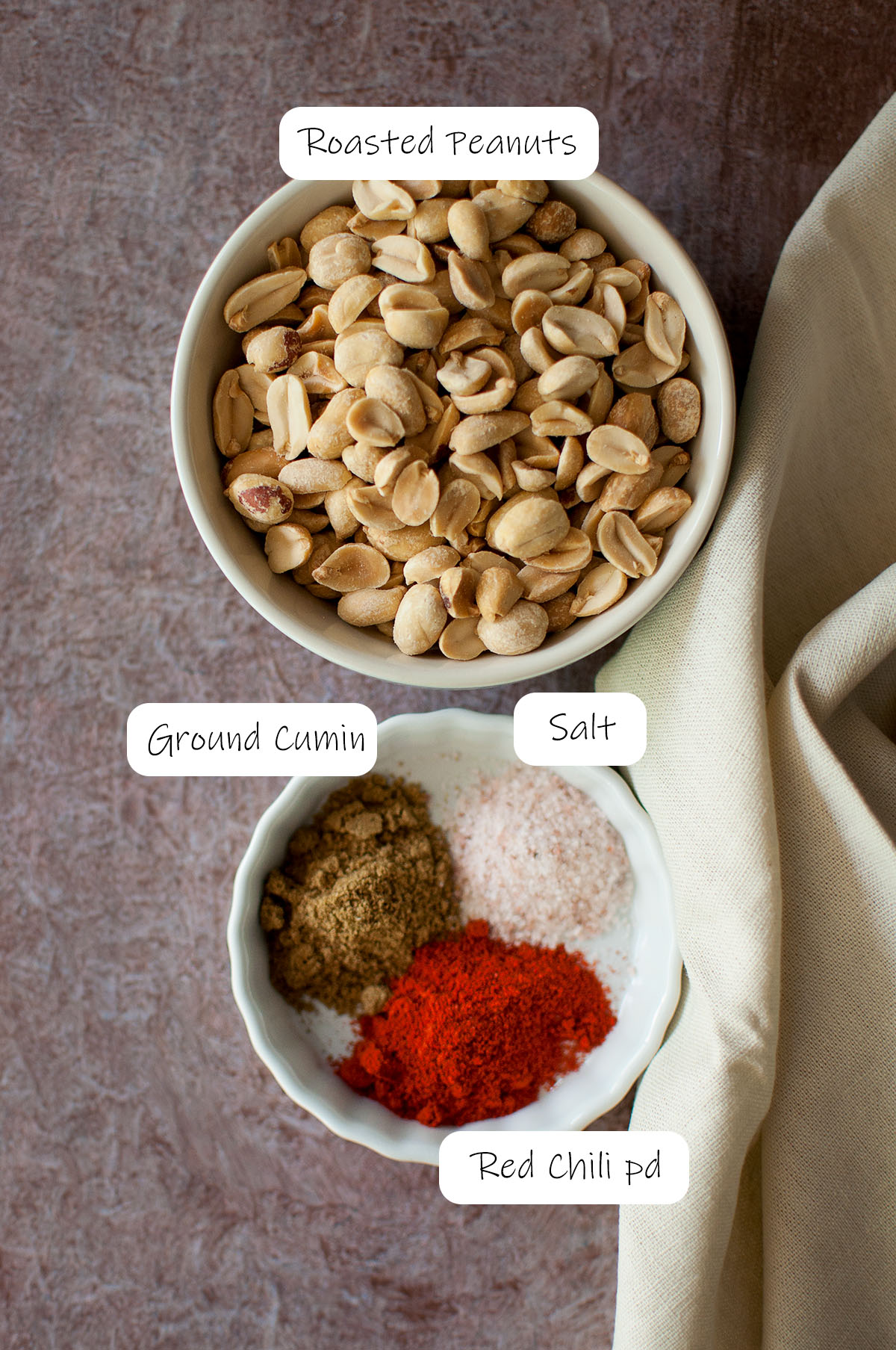 Ingredients needed to make the peanut powder.