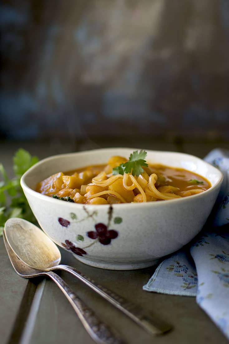 Bowl of Red Curry Soup with Noodles