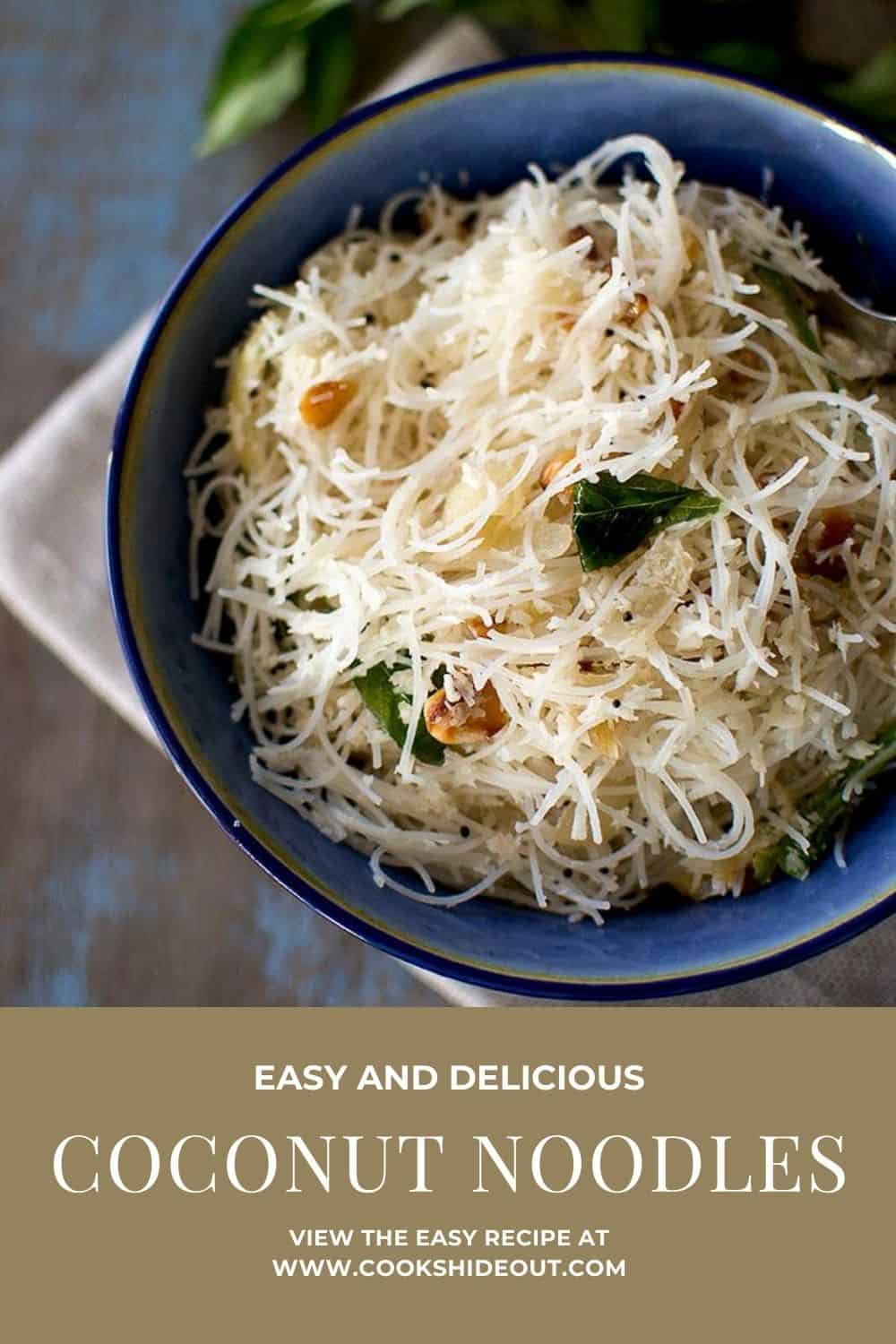 Bowl with Indian style rice noodles.