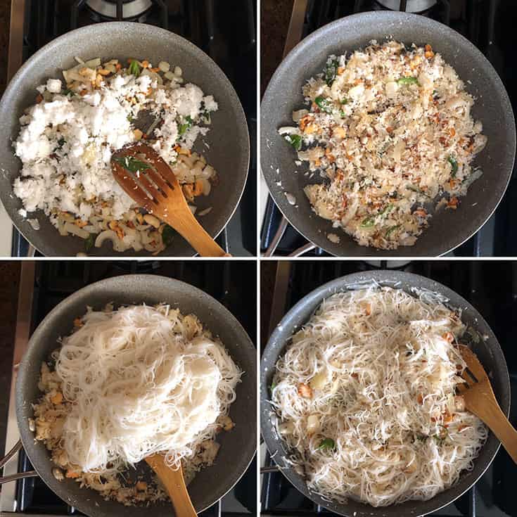 Step by step instructions for making coconut rice noodles
