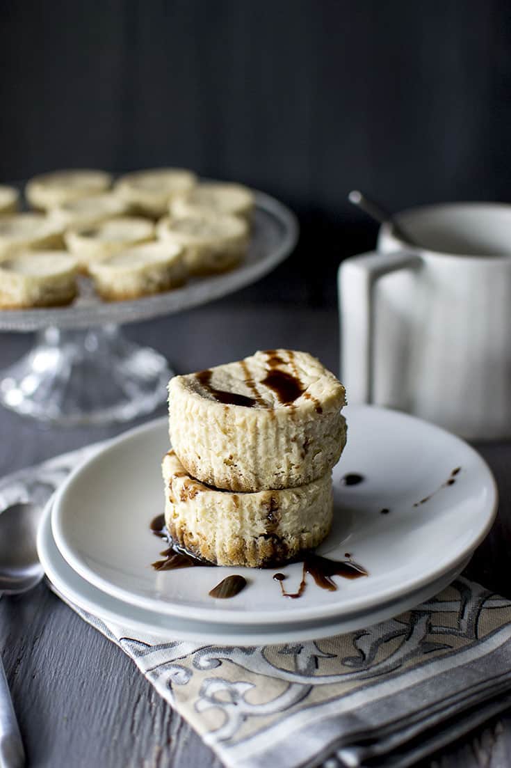 Stack of Mini Banana Cheesecake on a plate