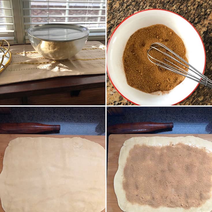 Step by Step photos of making dough and cinnamon filling