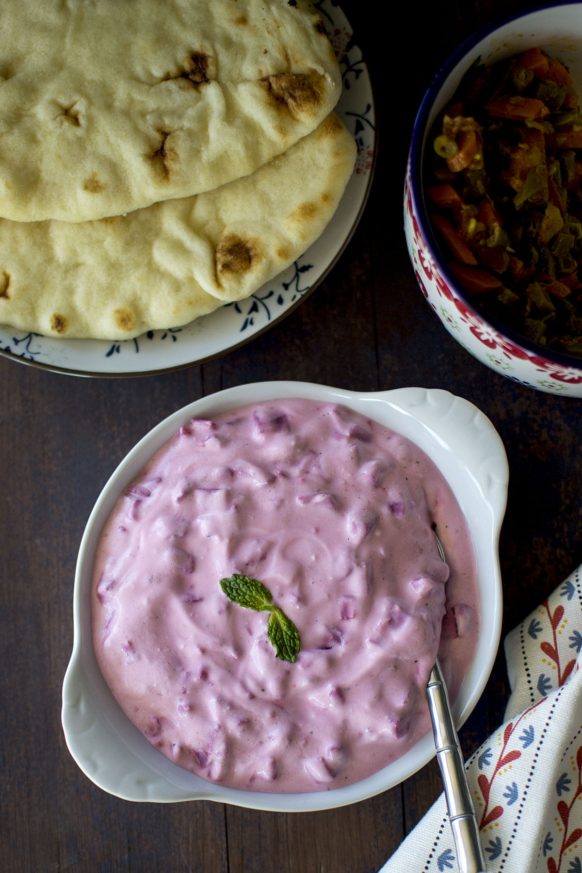 White Bowl with Beets yogurt Dip