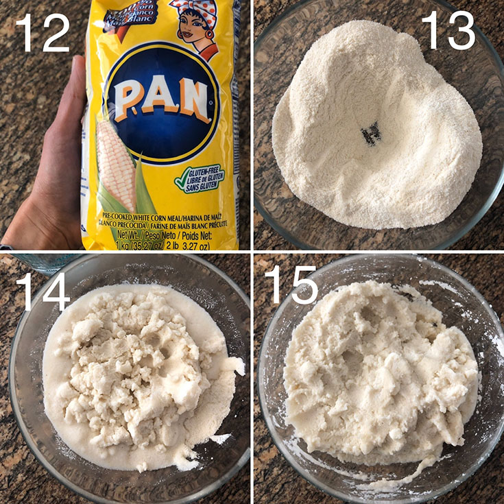 Step by step photos showing PAN masaharina and how to make dough for arepa