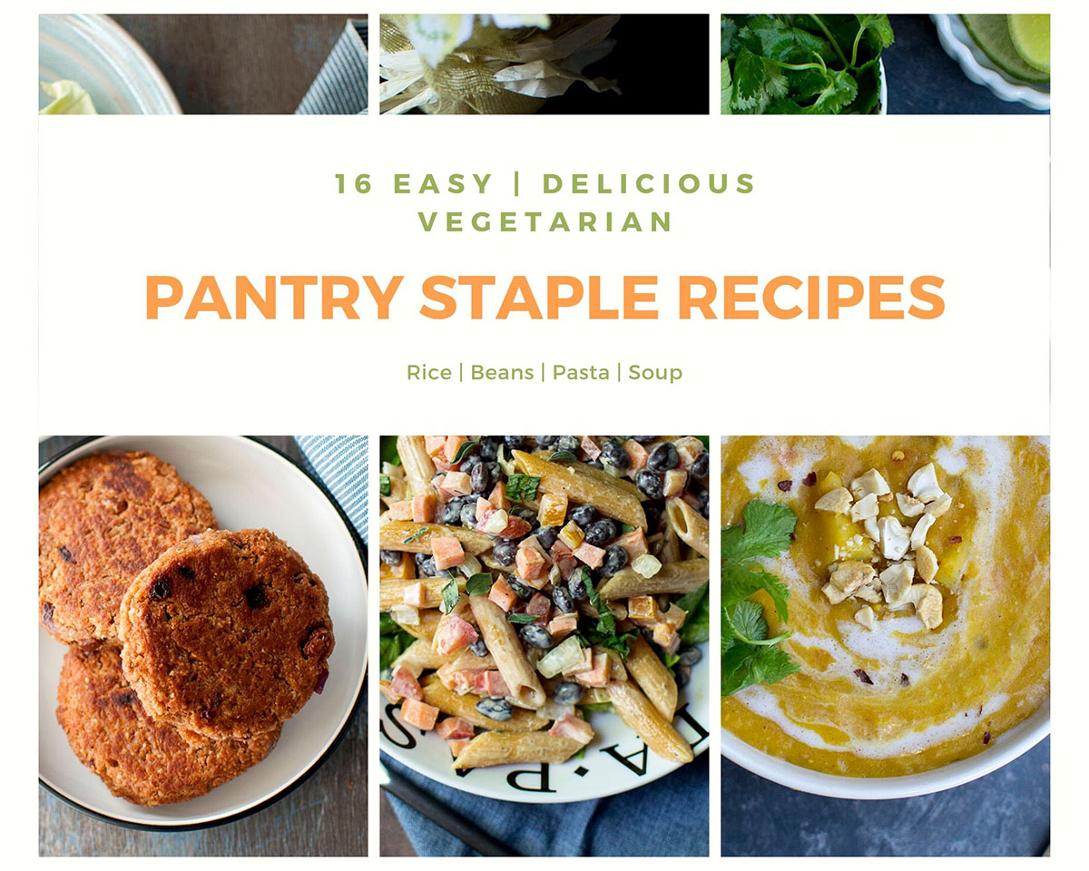 Collage of Vegetarian Pantry Staple Recipes