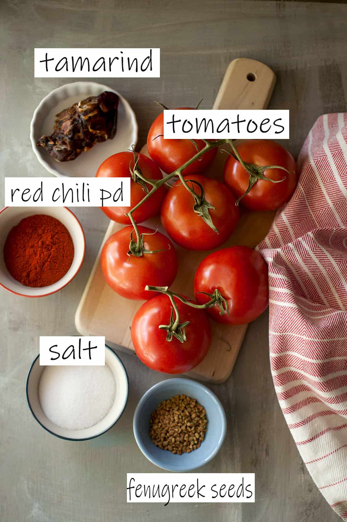 Ingredients required to make the spicy concentrate