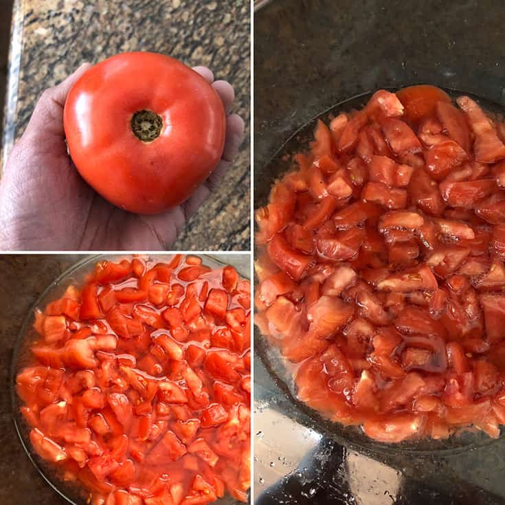 Chopped fresh tomatoes, salted and set aside for 48 hours