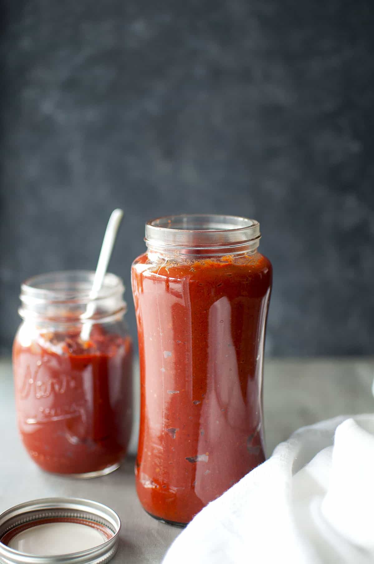 2 glass jars with tomato pickle