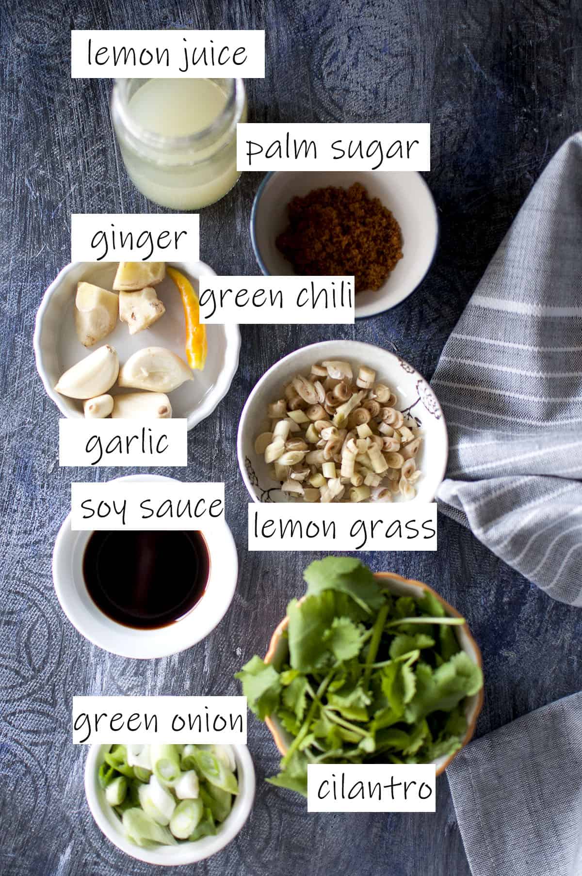 Ingredients needed for Thai spice paste - details in recipe card