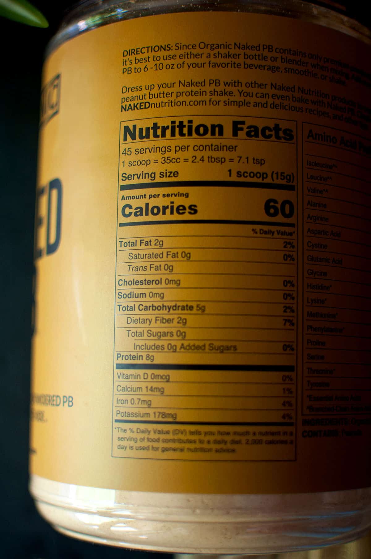 Naked PB nutrition.